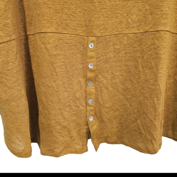 Adrienne Vittadini 100% Linen  Large Mustard Yellow Pull Over Oversized Sweater - Picture 3 of 12